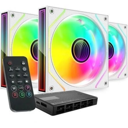 art_tac-ref-mf-3dprokit-wh_1 Pack 3 Ventiladores Mars Gaming MF-3DPROKIT/ 12cm + HUB + Mando a Distancia/ ARGB/ Blanco