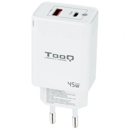art_too-carga-tqwc-ganqcpd45wt_1 Cargador de Pared GaN TooQ TQWC-GANQCPD45WT/ 1xUSB Tipo-C/ 1xUSB/ 45W