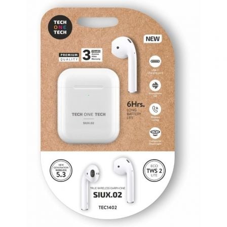 art_tot-aur-tec1402_1 Auriculares Bluetooth Tech One Tech SIUX.02 TEC1402/ con estuche de carga/ Autonomía 6h/ Blancos