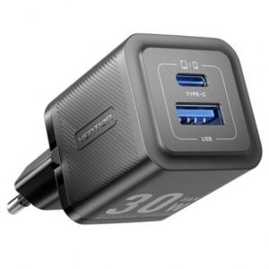 art_ven-carga-feqb0-eu_1 Cargador de Pared GaN Vention FEQB0-EU/ 1xUSB Tipo-C/ 1xUSB/ 30W