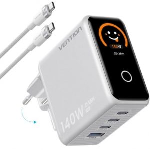 art_ven-carga-tz-fcoi0-eu_1 Cargador de Pared GaN Vention TZ-FCOI0-EU/ 3xUSB Tipo-C + Cable USB Tipo-C/ 1xUSB/ 140W