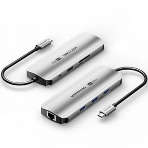 art_ven-dock-tqkhb_1 Docking USB Tipo-C Vention TQKHB/ 1xHDMI 4K/ 3xUSB/ 1xUSB Tipo-C PD/ 1xRJ45/ 1xLector de Tarjetas/ Gris