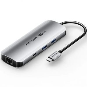 art_ven-dock-tqmhb_1 Docking USB Tipo-C Vention TQMHB/ 1xHDMI 4K/ 2xUSB/ 1xUSB Tipo-C/ 1xJack 3.5mm / 1xRJ45/ 1xUSB Tipo-C PD/ 1xLector Tarjetas/ Gris