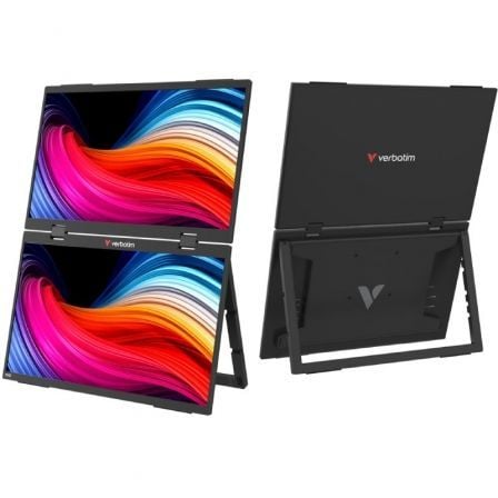art_verb-m-32403_1 Monitor Portátil Táctil Verbatim Duo Essentials 15.6" + 15.6"/ Full HD/ Multimedia/ Negro