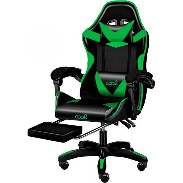 sillon-gaming-premium-cool-rest-negro-verde-reposapies Sillón Gaming Premium COOL Rest Negro-Verde (Reposapiés)